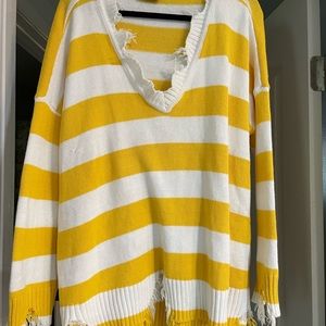 Yellow distressed sweater